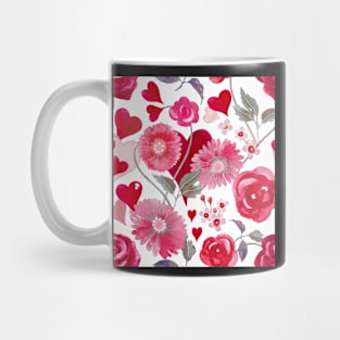 Valentine love hearts roses pattern Mug